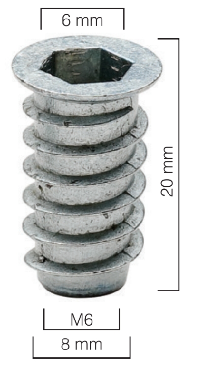Metal Dübel 8 x 20 mm M6