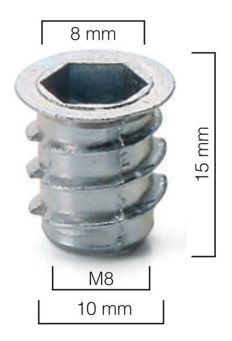 Metal Dübel 10 x 15  mm M8 [ Çap10 MM ]